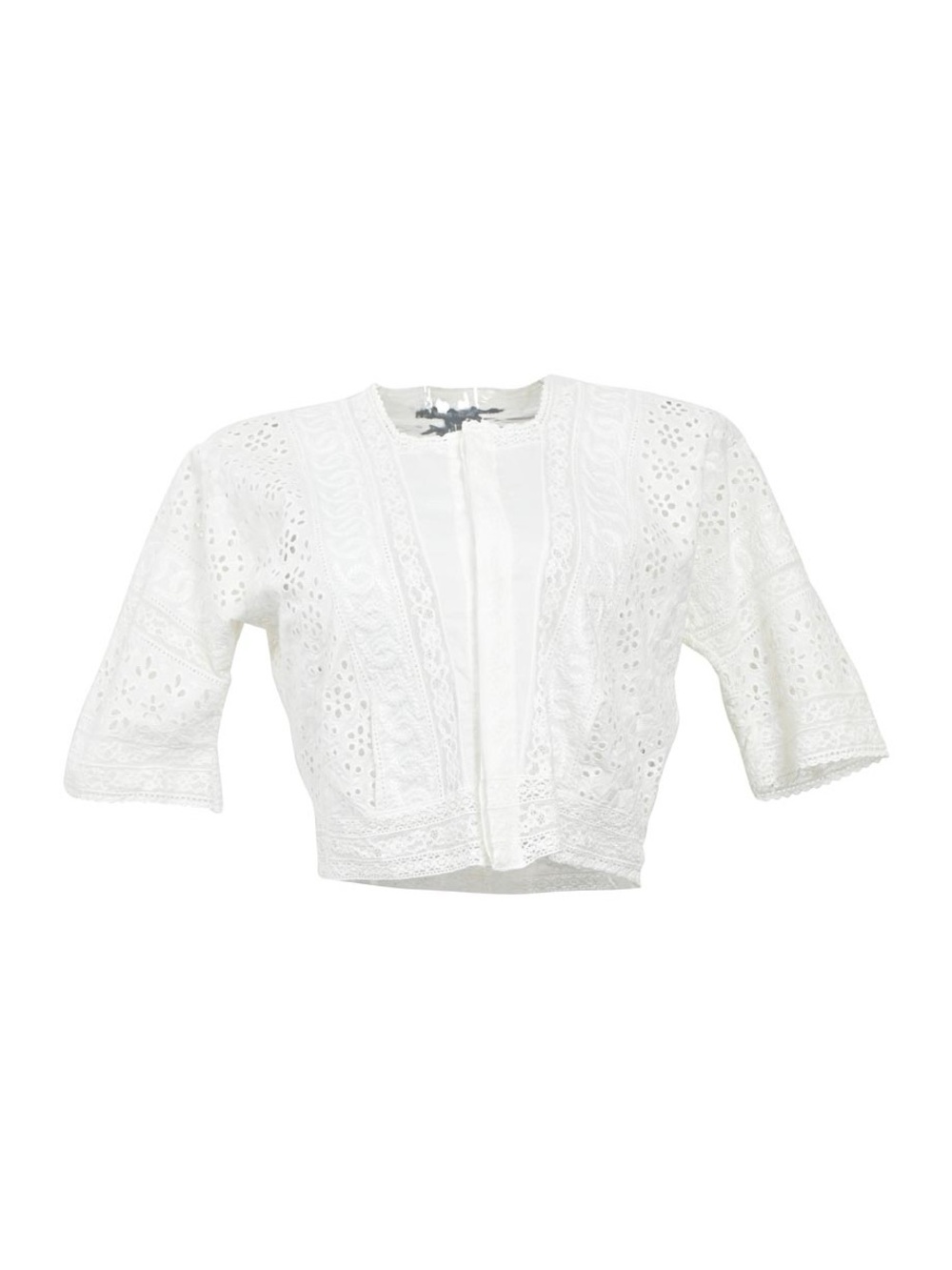 Ralph Lauren Cream Eyelet Lace Cropped Blouse